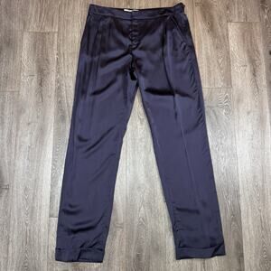 Valentino Women’s Size 10 Purple Satin Tapered Ankle Pants Made in Italy